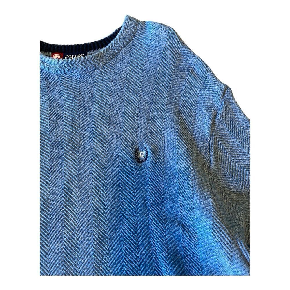 Vintage Chaps Ralph Lauren Men's Knit Sweater M Denim Blue 100% Cotton - Picture 5 of 9